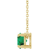 14K Yellow Gold 6 mm Lab-Grown Emerald 16-18" Necklace