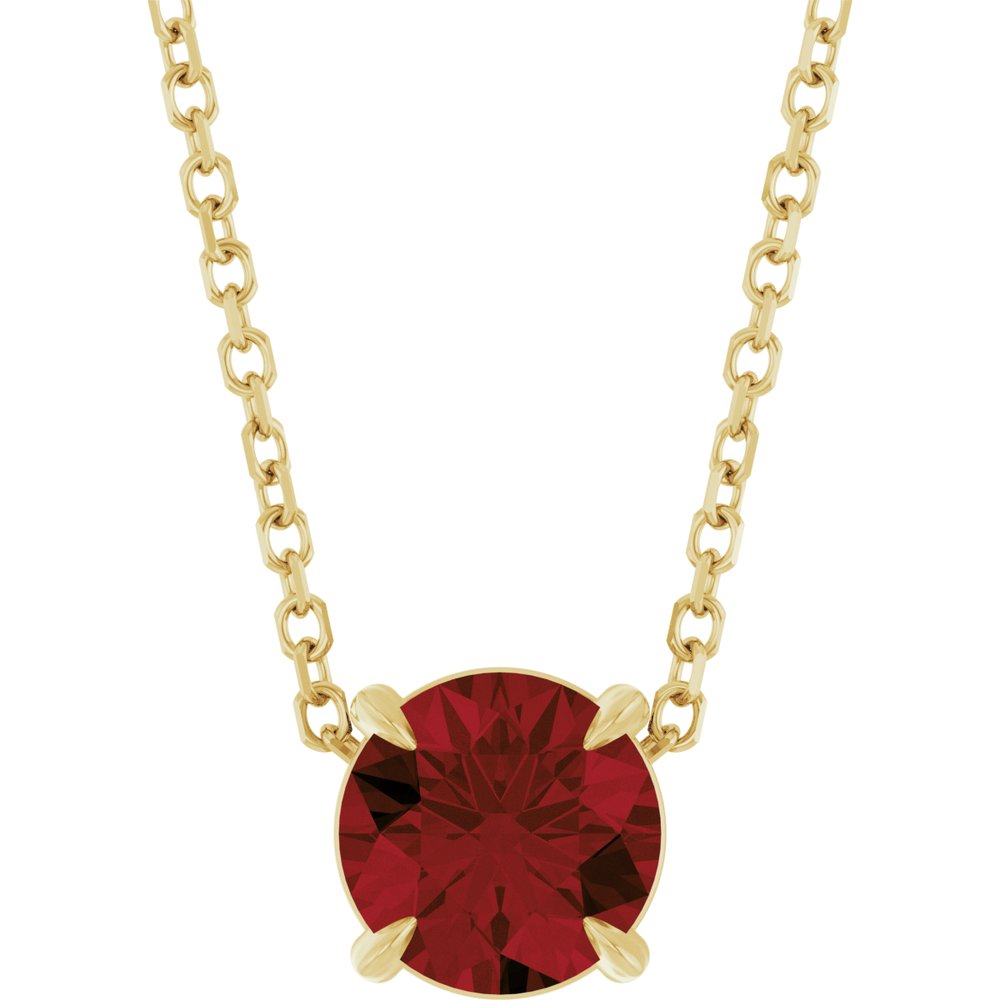 14K Yellow 6 mm Natural Mozambique Garnet 16-18" Necklace