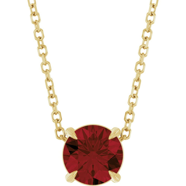 14K Yellow 6 mm Natural Mozambique Garnet 16-18" Necklace