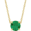14K Yellow Gold 6 mm Lab-Grown Emerald 16-18" Necklace