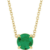 14K Yellow Gold 6 mm Lab-Grown Emerald 16-18" Necklace