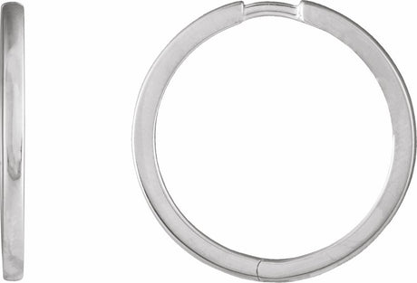 14K White Gold Hinged 20 mm Hoop Earrings