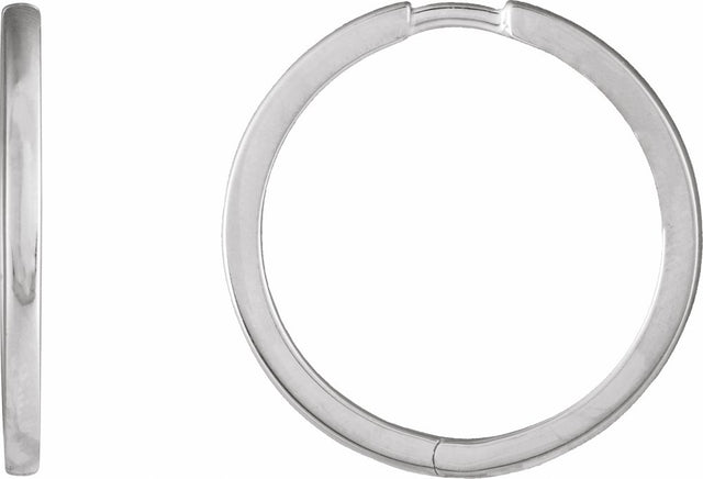 14K White Hinged 20 mm Hoop Earrings