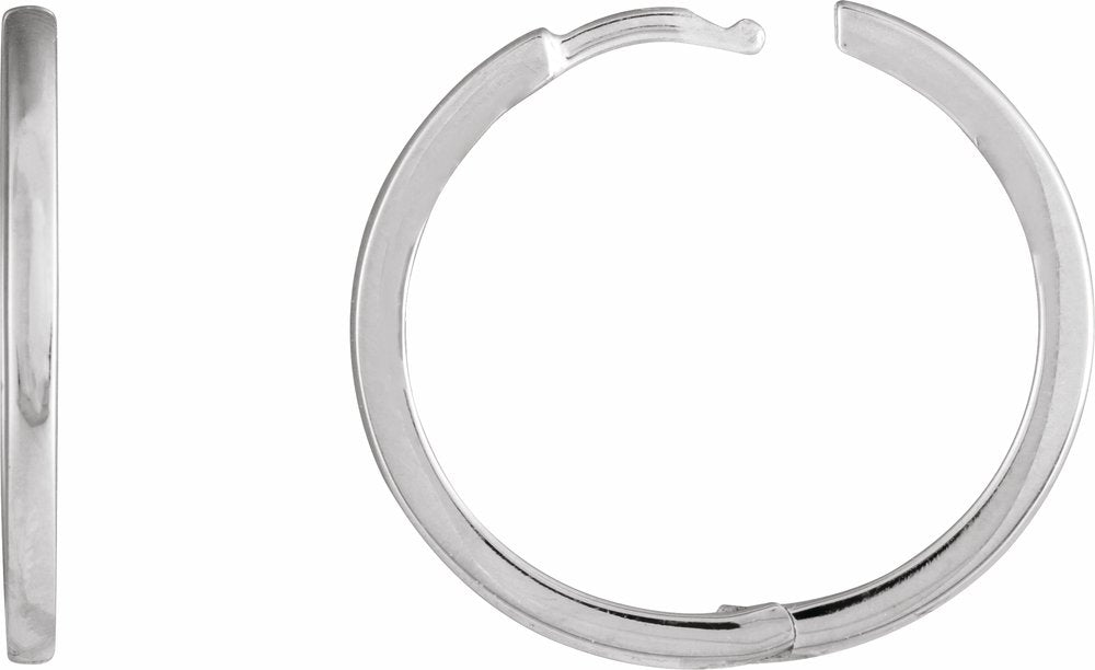 14K White Hinged 20 mm Hoop Earrings