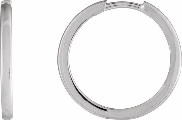 14K White Gold Hinged 18 mm Hoop Earrings