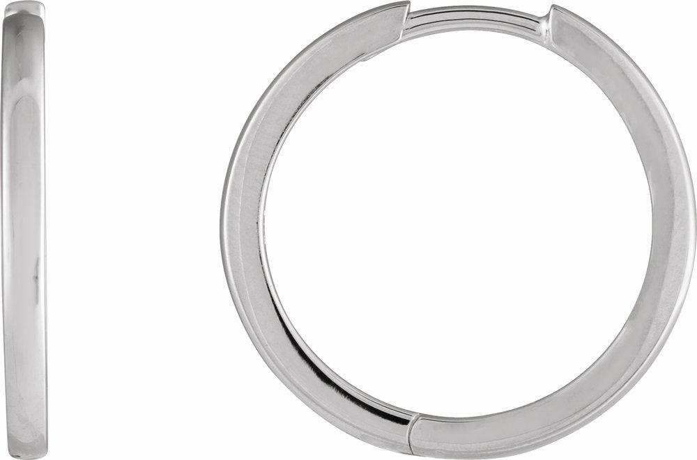 14K White Hinged 18 mm Hoop Earrings