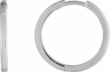 14K White Gold Hinged 18 mm Hoop Earrings