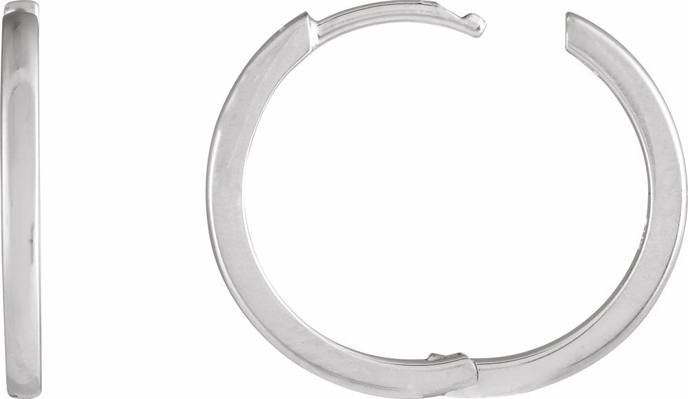 14K White Hinged 18 mm Hoop Earrings