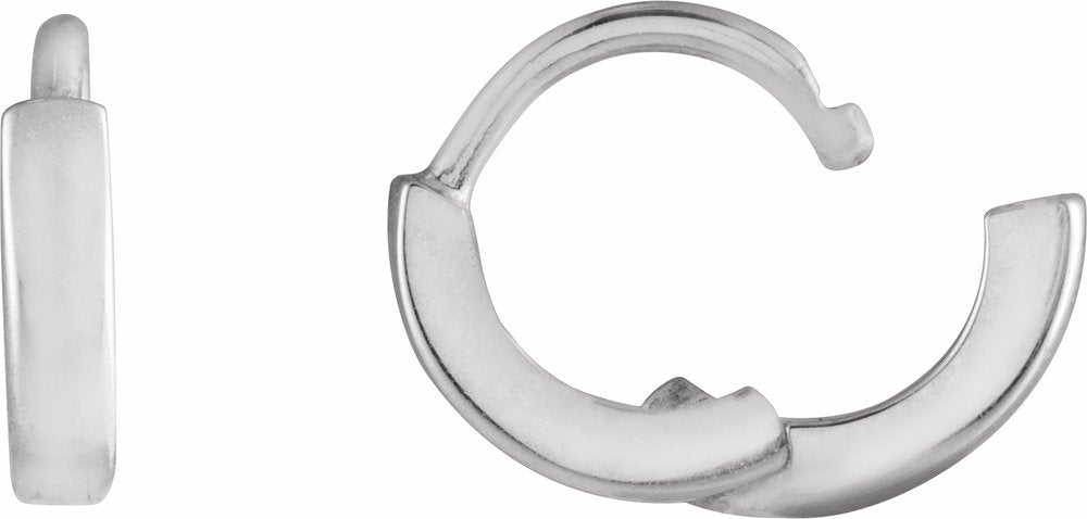 14K White Hinged 8 mm Hoop Earrings