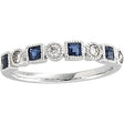 14K White 1/5 CTW Natural Diamond & Natural Blue Sapphire Anniversary Band 