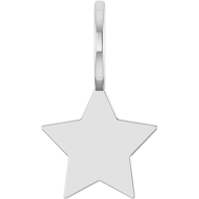 14K White Engravable Star Charm/Pendant