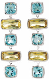 Sterling Silver Natural Sky Blue Topaz & Natural Lime Quartz Earrings