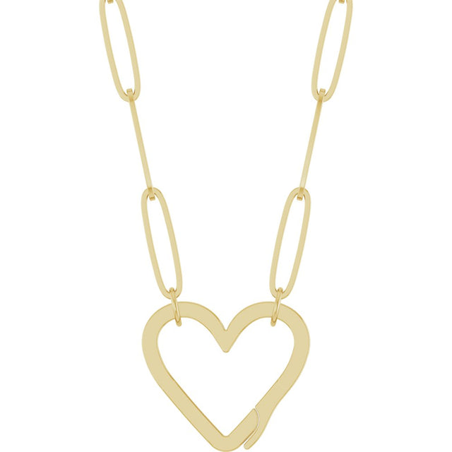 14K Yellow Gold Heart Charm 18" Necklace