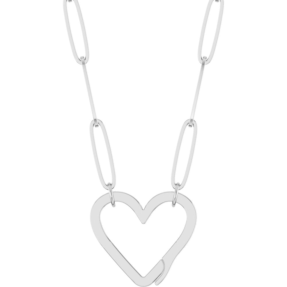 14K White Heart Charm 18" Necklace