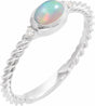 14K White Gold Natural Ethiopian Opal & .03 CTW Natural Diamond Rope Ring