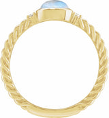 14K Yellow Gold Natural Rainbow Moonstone & .03 CTW Natural Diamond Cabochon Ring