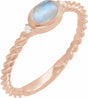 14K Rose Gold Natural Rainbow Moonstone & .03 CTW Natural Diamond Cabochon Ring
