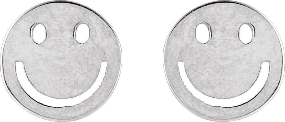 Sterling Silver 4 mm Smiley Face Friction Earrings