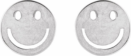 Sterling Silver 4 mm Smiley Face Friction Earrings