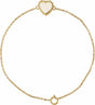 14K Yellow Gold Engravable Beaded Heart 7" Bracelet