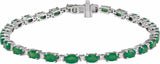 14K White Gold Lab-Grown Emerald & 5/8 CTW Lab-Grown Diamond Line 7" Bracelet