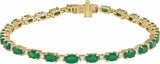 14K Yellow Gold Lab-Grown Emerald & 5/8 CTW Lab-Grown Diamond Line 7" Bracelet