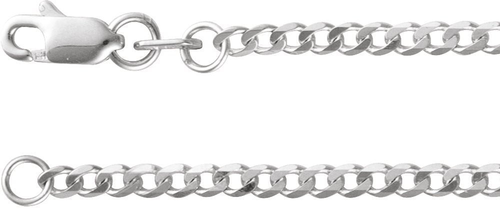 14K White Gold 1.95 mm Curb 16" Chain