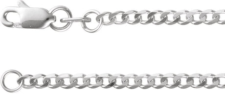 14K White Gold 1.95 mm Curb 24" Chain