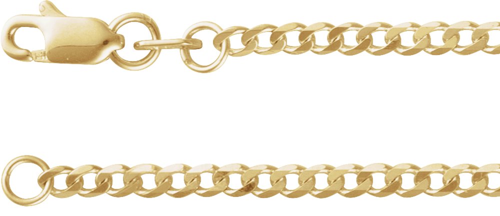 14K Yellow Gold 1.95 mm Curb 18" Chain