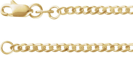 14K Yellow Gold 1.95 mm Curb 18" Chain