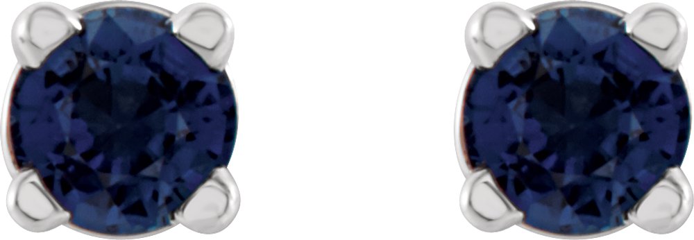14K White Gold 2.5 mm Natural Blue Sapphire Earrings