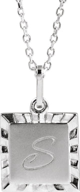 Sterling Silver Engravable Square 16-18" Necklace