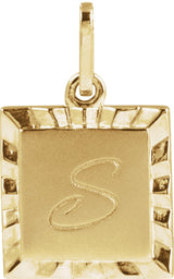 14K Yellow Engravable Square Pendant