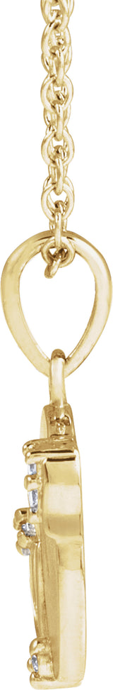 14K Yellow Gold .025 CTW Natural Diamond Engravable Floral 18" Necklace