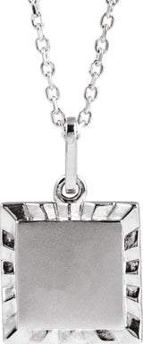 Sterling Silver Engravable Square 16-18" Necklace