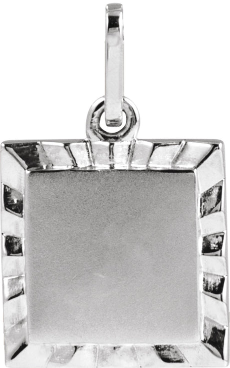 Sterling Silver Engravable Square Pendant