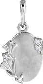 14K White .025 CTW Natural Diamond Engravable Floral Pendant