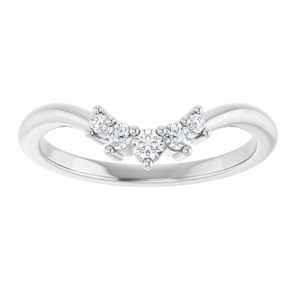 14K White Gold 1/8 CTW Natural Diamond Contour Band