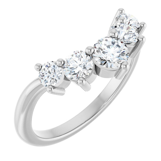14K White Gold 3/4 CTW Lab-Grown Diamond Contour Band