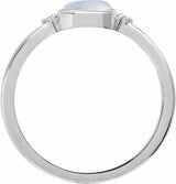 14K White Natural Rainbow Moonstone & .03 CTW Natural Diamond Ring