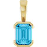 14K Yellow Lab-Grown Aqua Sapphire Pendant