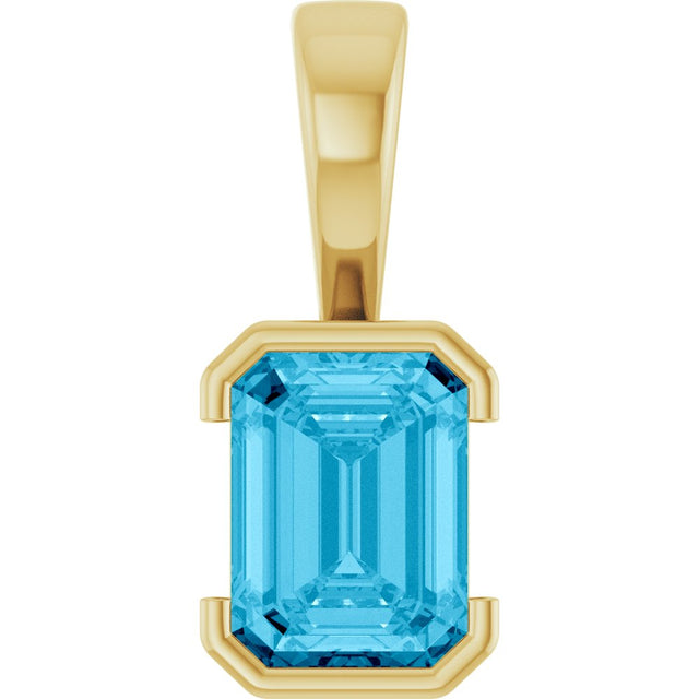 14K Yellow Lab-Grown Aqua Sapphire Pendant