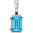 14K White Lab-Grown Aqua Sapphire Charm/Pendant
