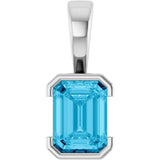 14K White Lab-Grown Aqua Sapphire Charm/Pendant