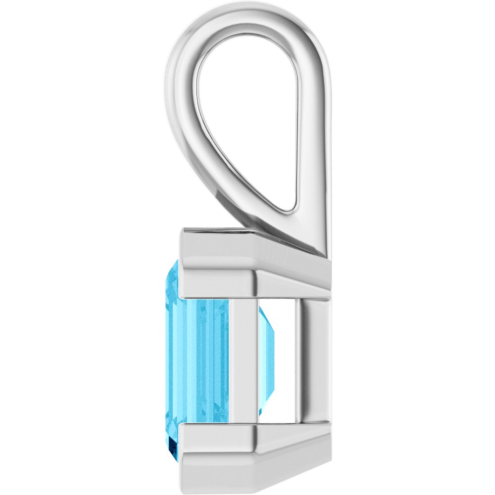 14K White Lab-Grown Aqua Sapphire Charm/Pendant