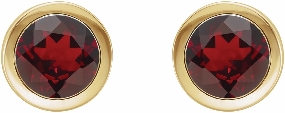 14K Yellow Gold Natural Mozambique Garnet Bezel-Set Earrings