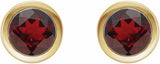 14K Yellow Gold Natural Mozambique Garnet Bezel-Set Earrings