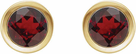 14K Yellow Gold Natural Mozambique Garnet Bezel-Set Earrings