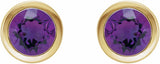 14K Yellow Natural Amethyst Bezel-Set Earrings