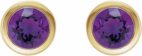 14K Yellow Natural Amethyst Bezel-Set Earrings